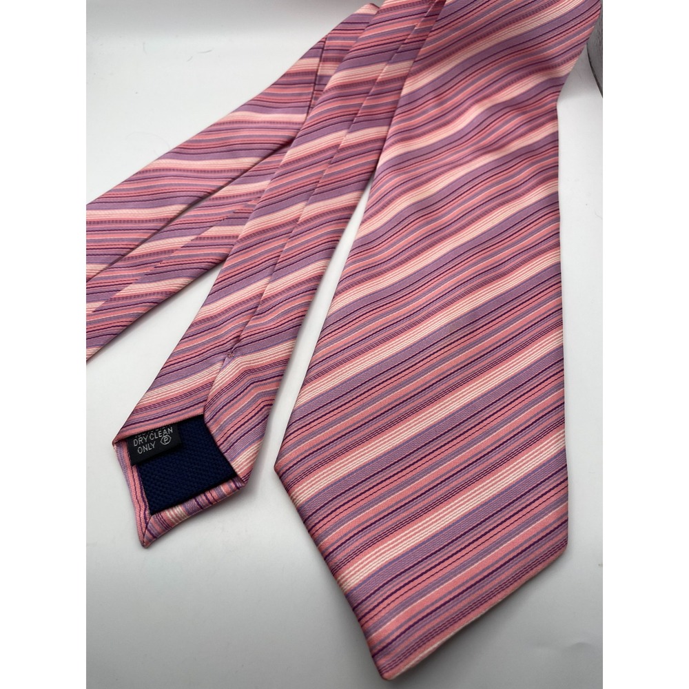 Thomas Pink Jermyn Street London Mens Silk Tie Pink Purple Striped Made England